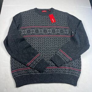 IZOD Mens Fair Isle Wool Blend Sweater Cozy Knit Nordic Holiday Pullover L NEW